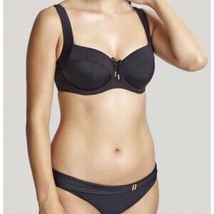 PANACHE 38DD Black Anya Riva Balconette Bikini Top Underwire Swimsuit NEW